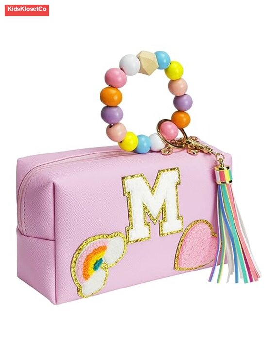 Handbags - Personalized Makeup Bag PU Leather Cosmetic Organizer with Keychain Bracelet